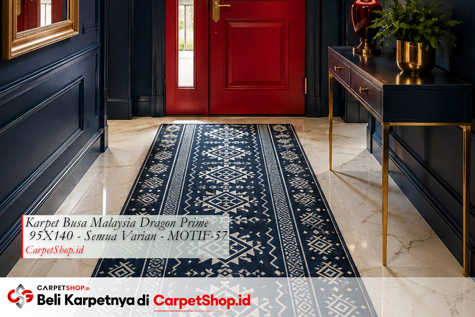 Kombinasi merah dan navy yang bold di foyer, Karpet Dragon Prime 95X140 MOTIF-57
