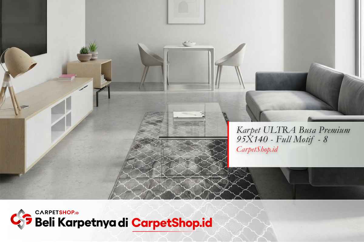 Open plan minimalis runner sebagai zone definer dengan Karpet ULTRA Busa Premium 95X140 Full Motif 8