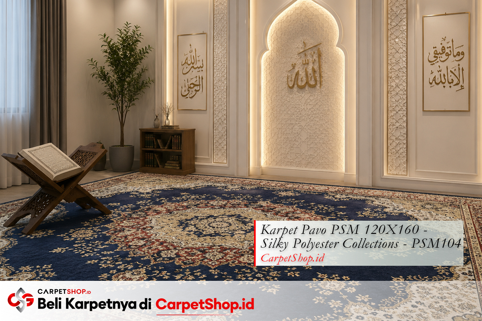 Panduan warna karpet untuk mushola, Karpet Pavo PSM 120X160 Silky Polyester PSM104 navy
