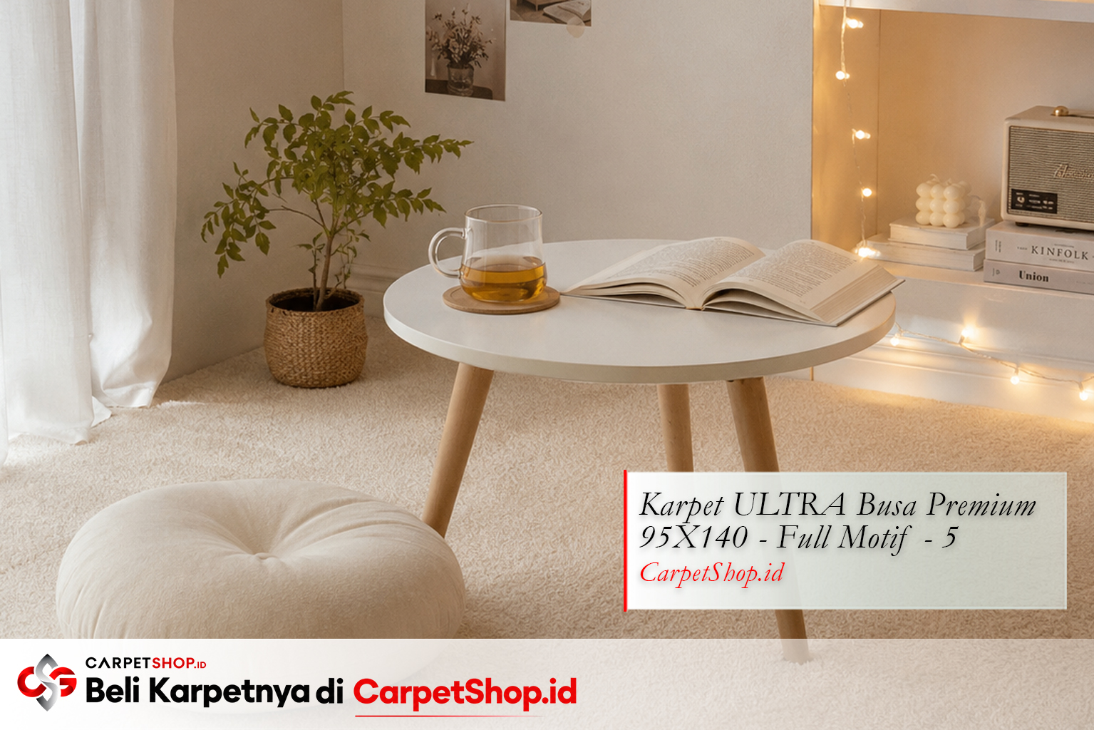 Ruang baca Korean aesthetic dengan Karpet ULTRA Busa Premium 95X140 Full Motif 5