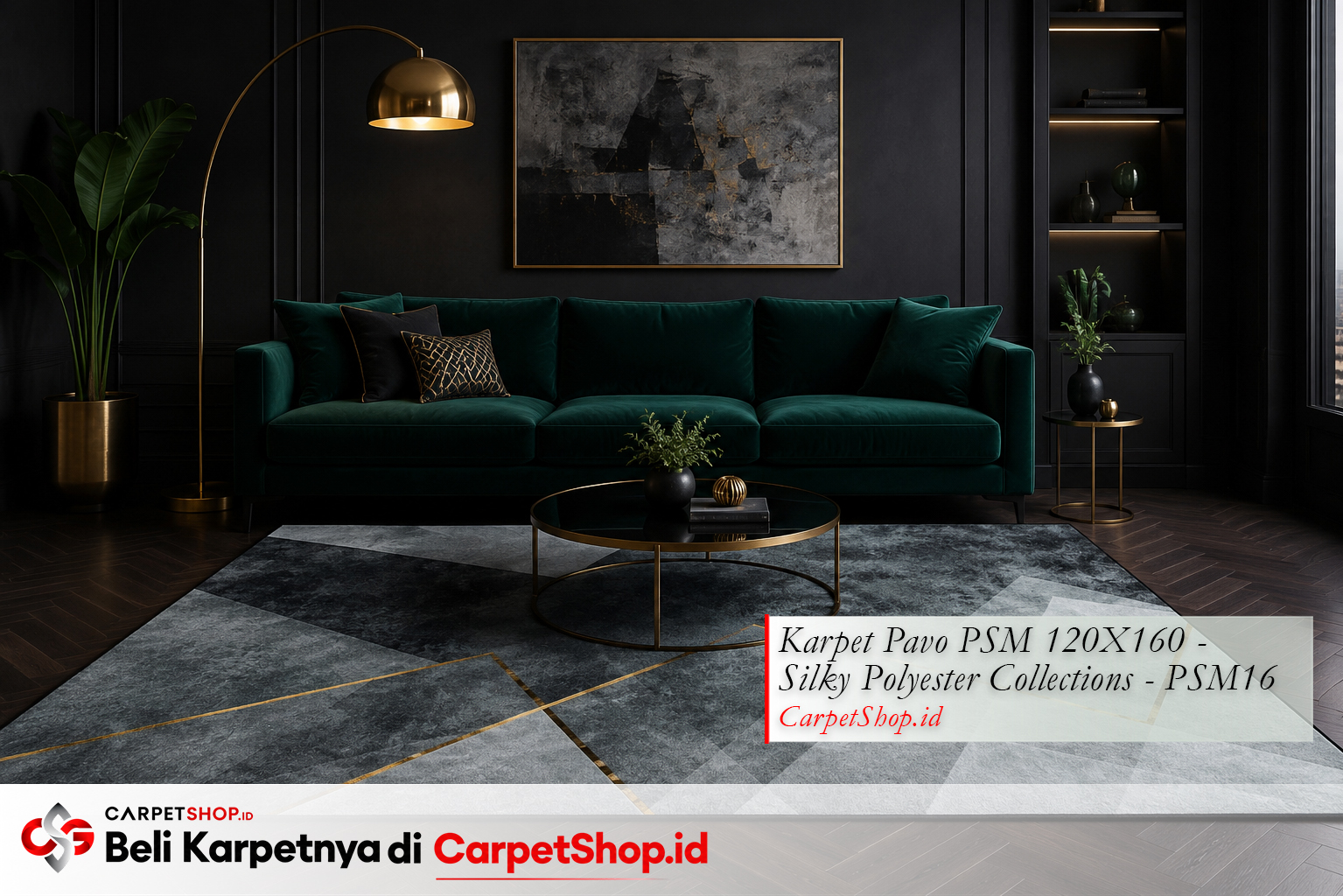 Tren karpet dark moody charcoal 2026, Karpet Pavo PSM 120X160 Silky Polyester PSM16