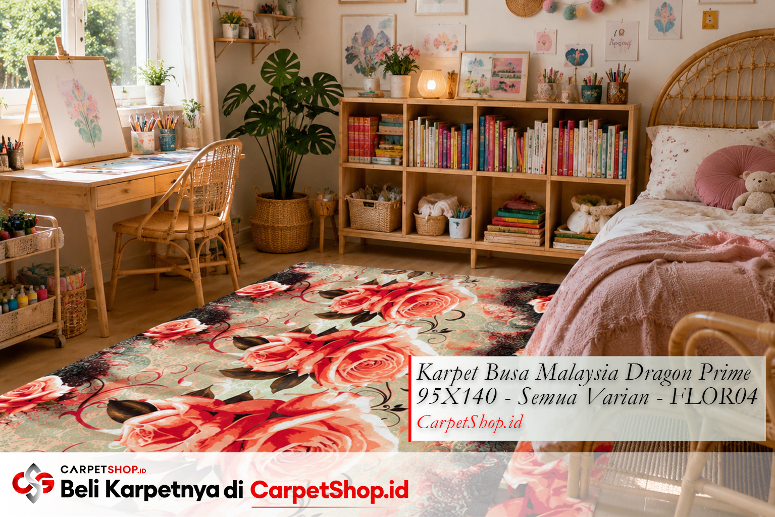 Panduan warna karpet kreatif untuk kamar anak -- Karpet Dragon Prime 95X140 FLOR04 pastel floral