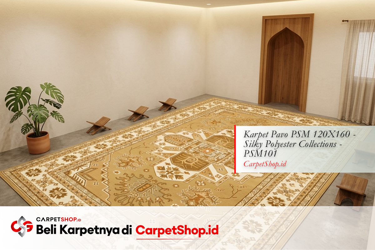 Mushola karpet beige classic timeless dengan Karpet Pavo PSM 120X160 Silky Polyester PSM101