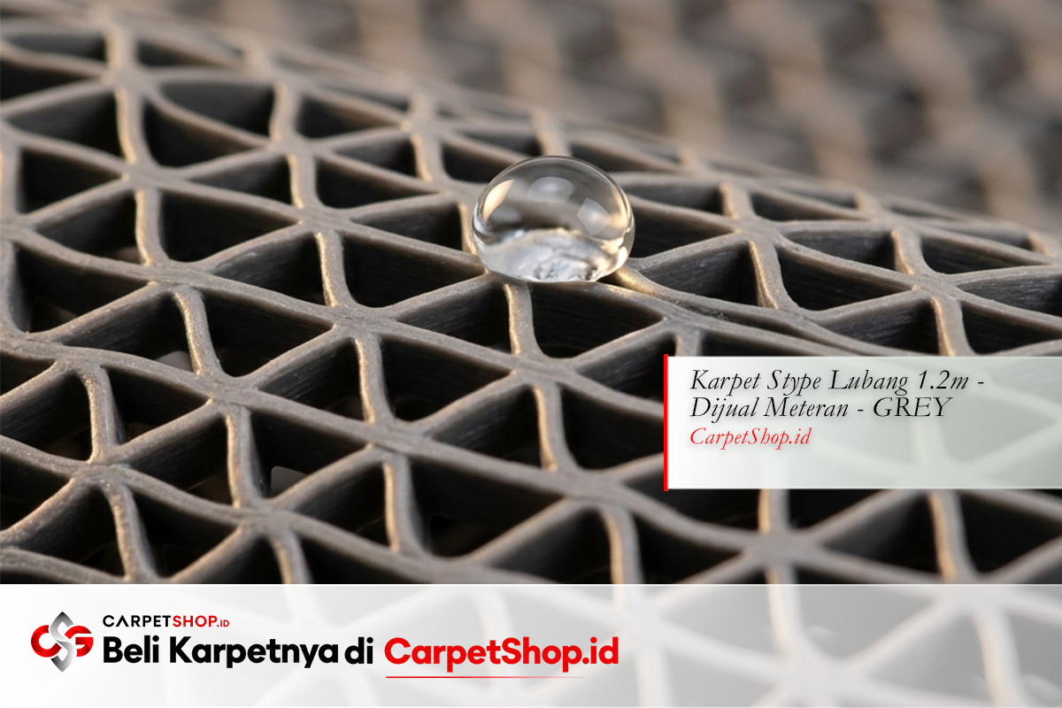Detail material keset outdoor tahan cuaca untuk balkon dengan Keset Stype Lubang 1.2m Warna Grey