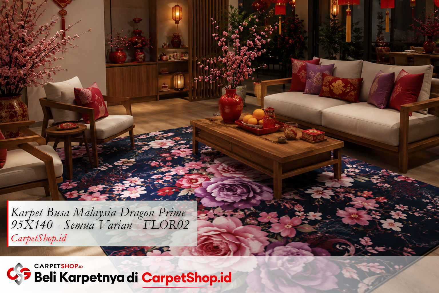 Dekorasi Imlek tone bunga modern dengan Karpet Dragon Prime 95X140 FLOR02