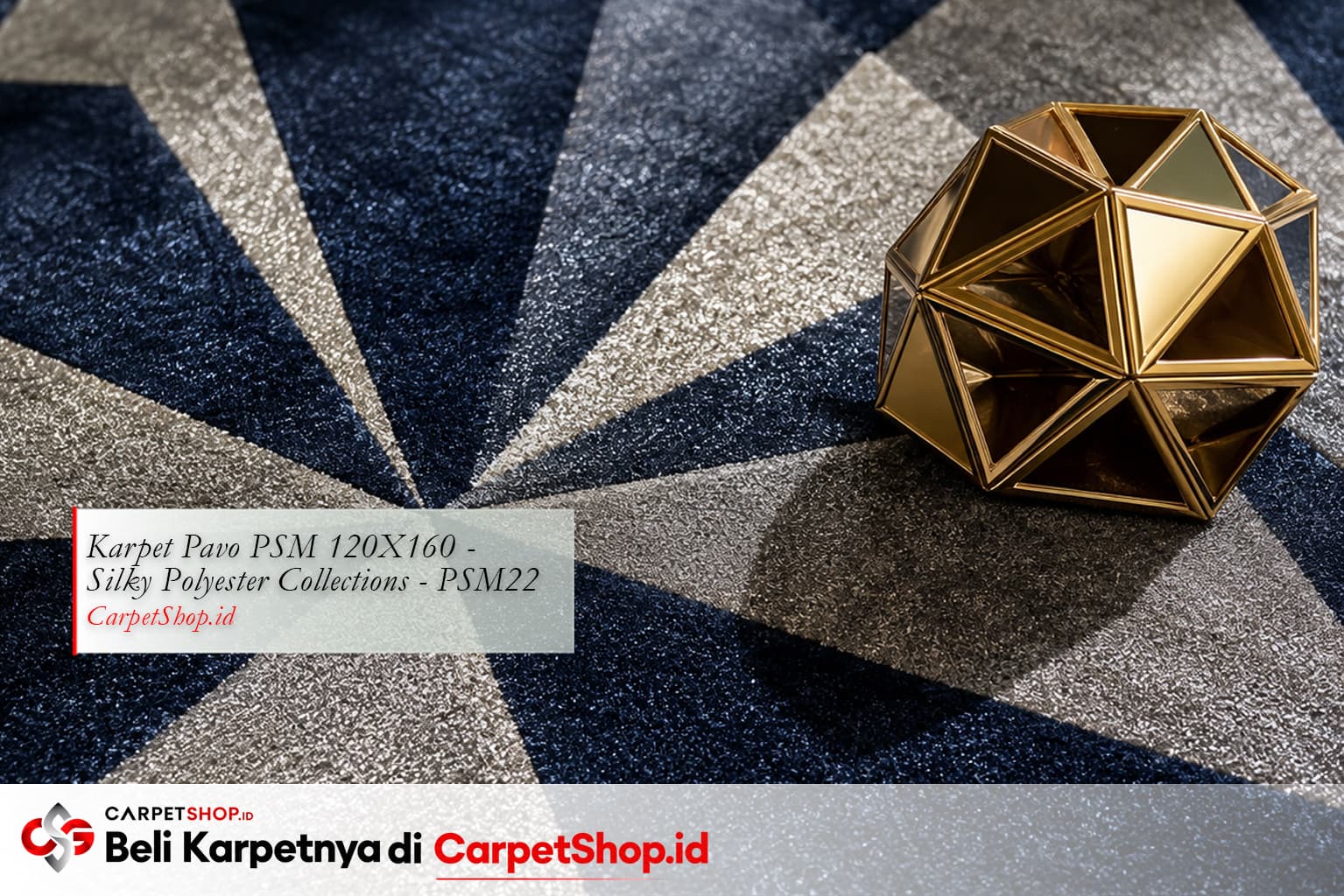  Detail karpet geometrik Art Deco, Karpet Pavo PSM 120X160 Silky Polyester PSM22