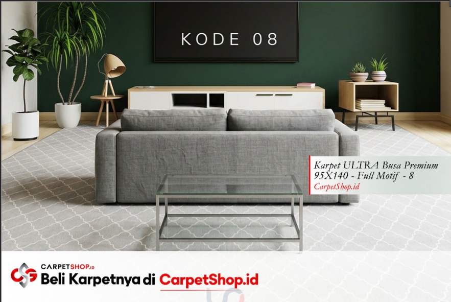 Karpet geometric abu cocok untuk dinding hijau tua dengan Karpet ULTRA Busa Premium 95X140 Full Motif 8