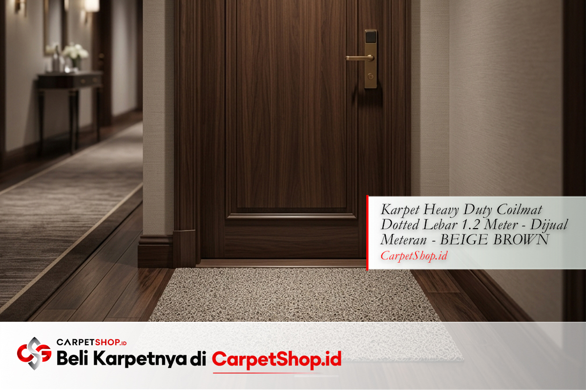 Keset hotel premium heavy duty natural dengan Karpet Heavy Duty Coilmat Dotted Beige Brown