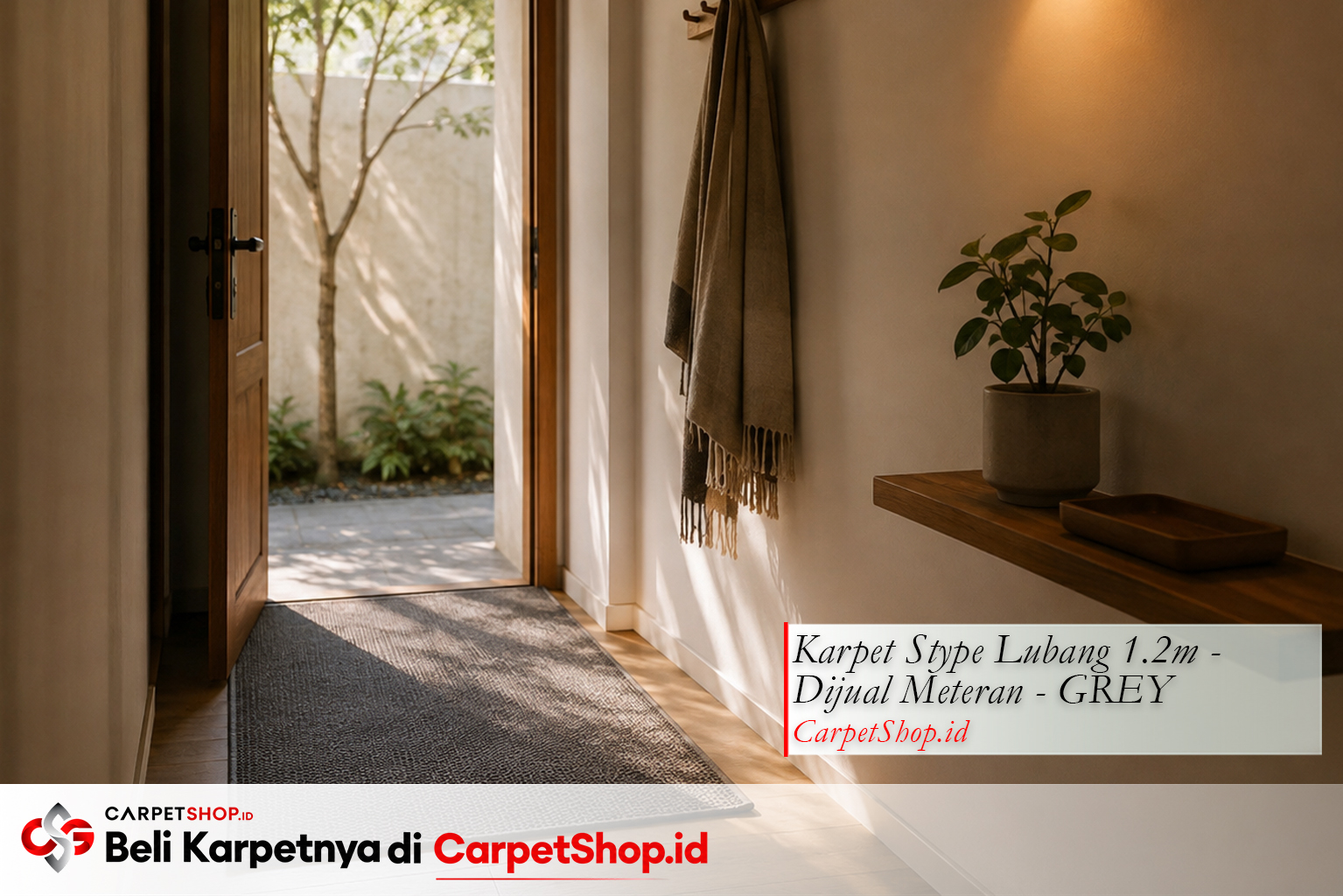 Foyer desain interior Hygge transisi dengan Keset Stype Lubang 1.2m Warna Grey