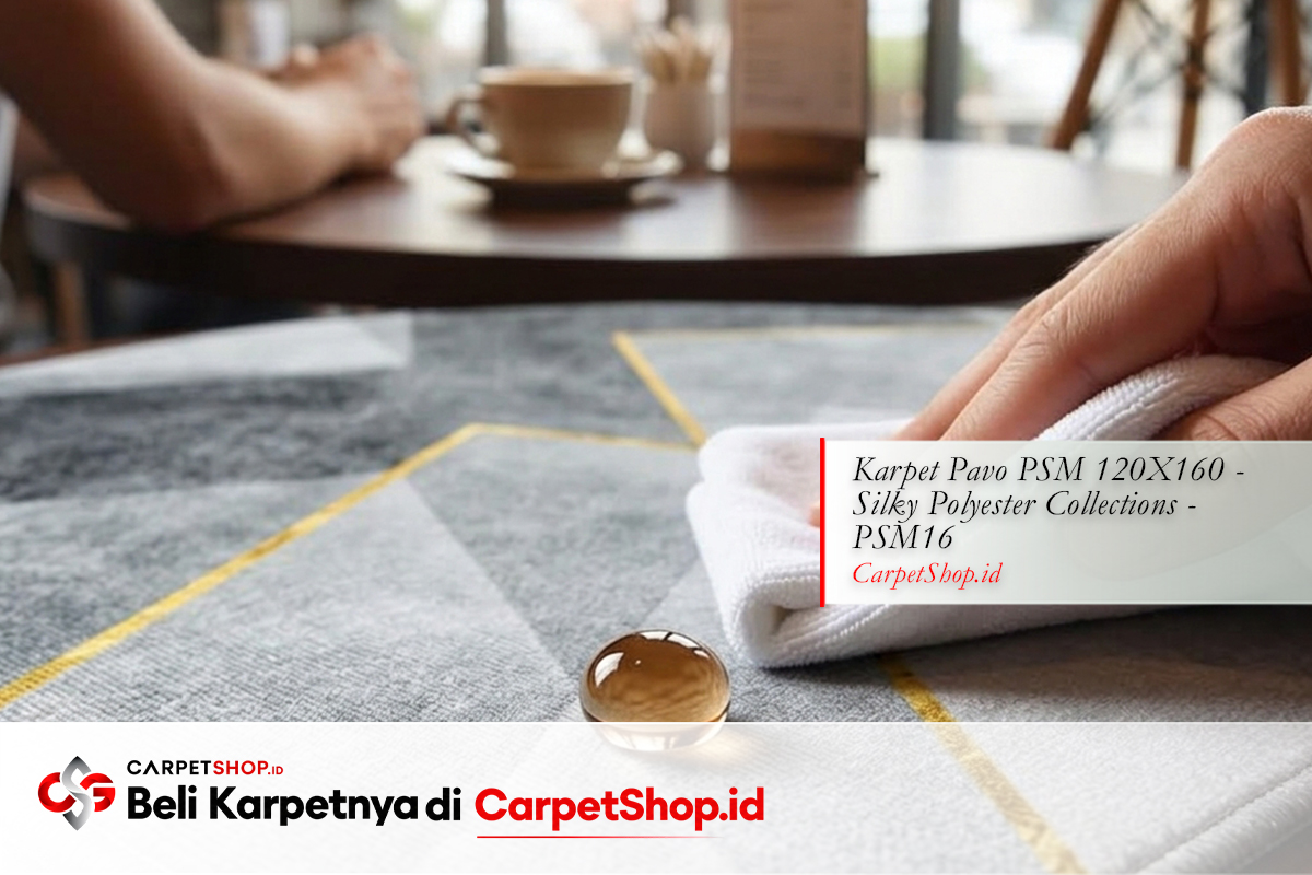 Detail karpet tahan noda F&B Silky Polyester dengan Karpet Pavo PSM 120X160 Silky Polyester PSM16