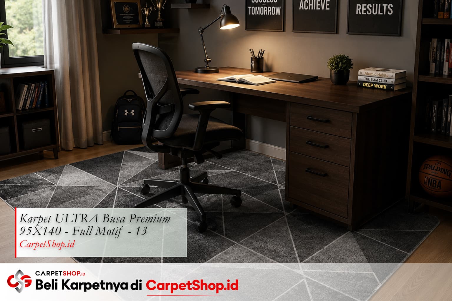 Area belajar anak laki-laki dengan Karpet ULTRA Busa Premium 95X140 Full Motif 13