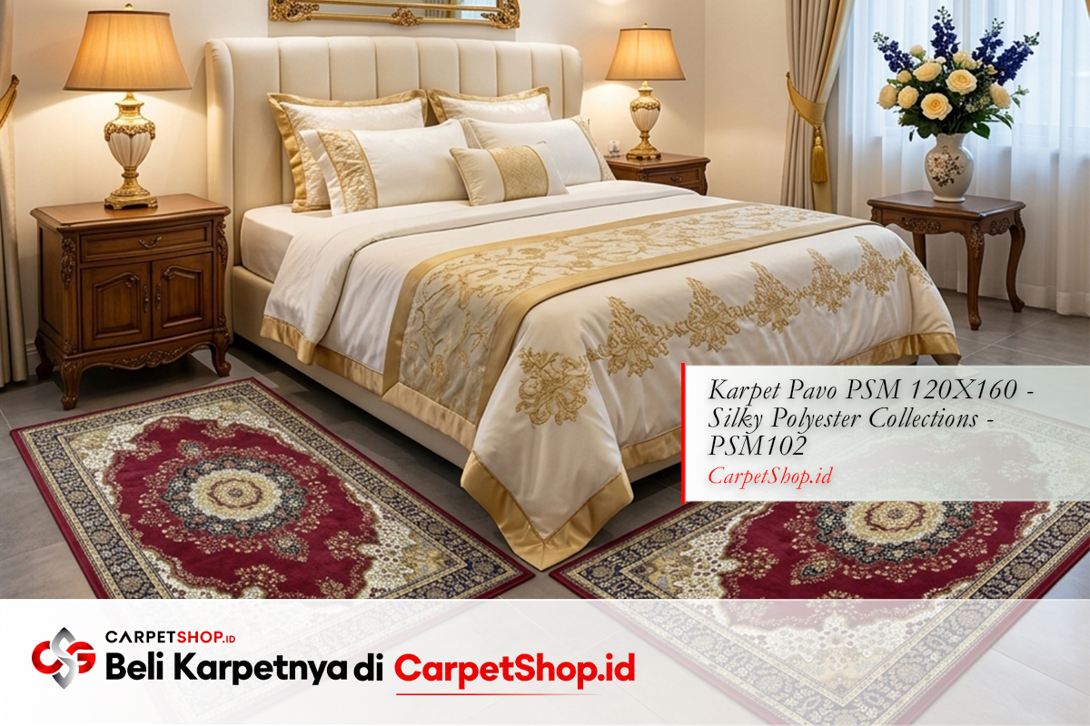 Kamar tidur mertua formal elegan dengan Karpet Pavo PSM 120X160 Silky Polyester PSM102