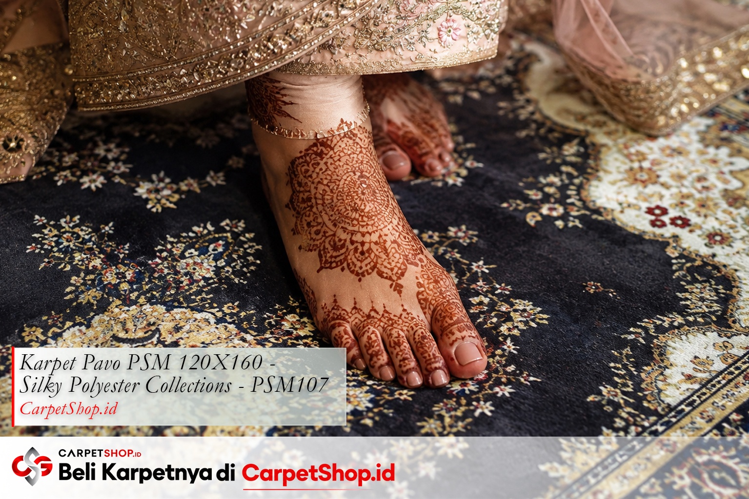 Detail karpet premium untuk kamar pengantin -- Karpet Pavo PSM 120X160 Silky Polyester PSM107