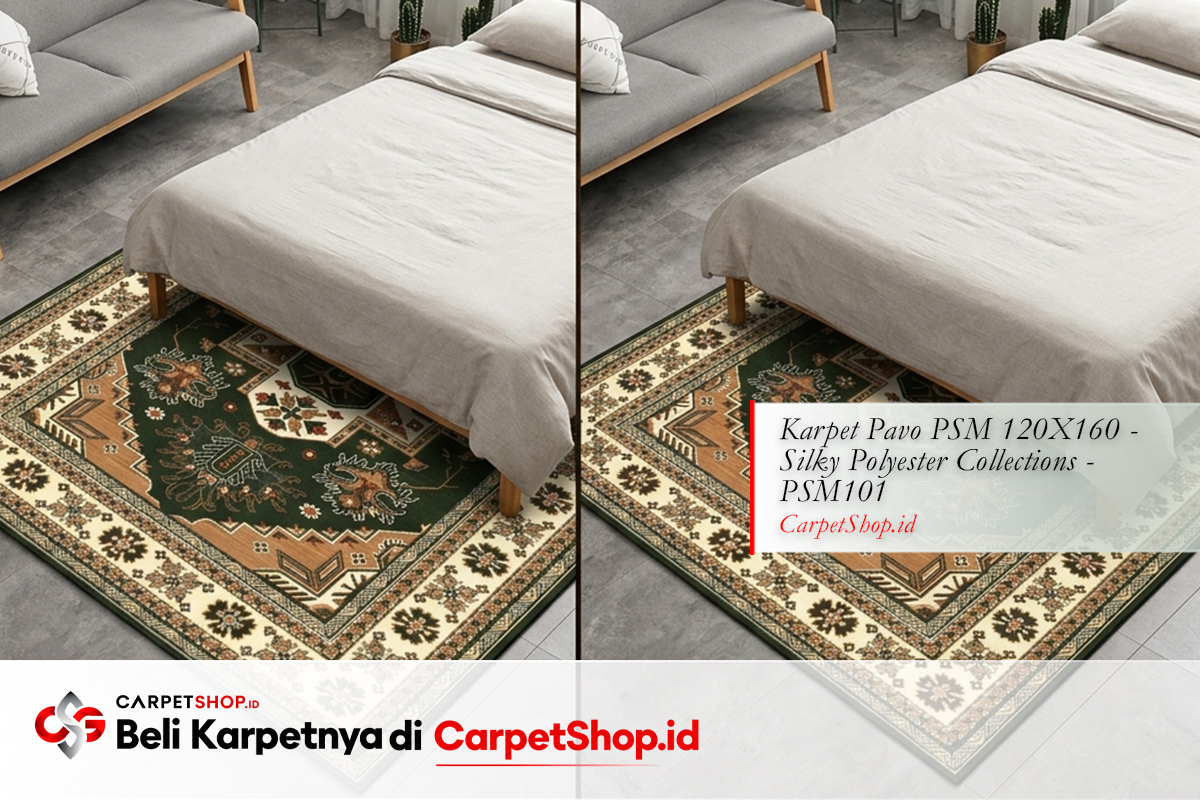 Tips placement karpet yang tepat di kamar tidur 4x4 dengan Karpet Pavo PSM 120X160 Silky Polyester PSM101