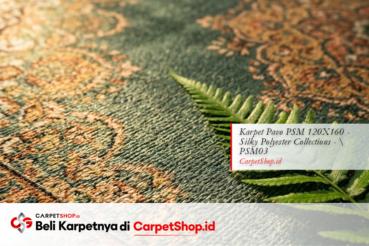 Detail Silky Polyester karpet warna hijau sage dengan Karpet Pavo PSM 120X160 Silky Polyester PSM03