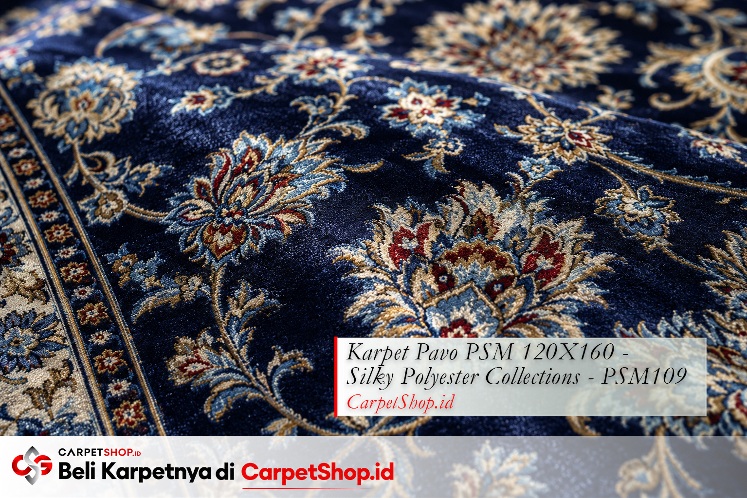 Detail Silky Polyester karpet warna navy, Karpet Pavo PSM 120X160 Silky Polyester PSM109