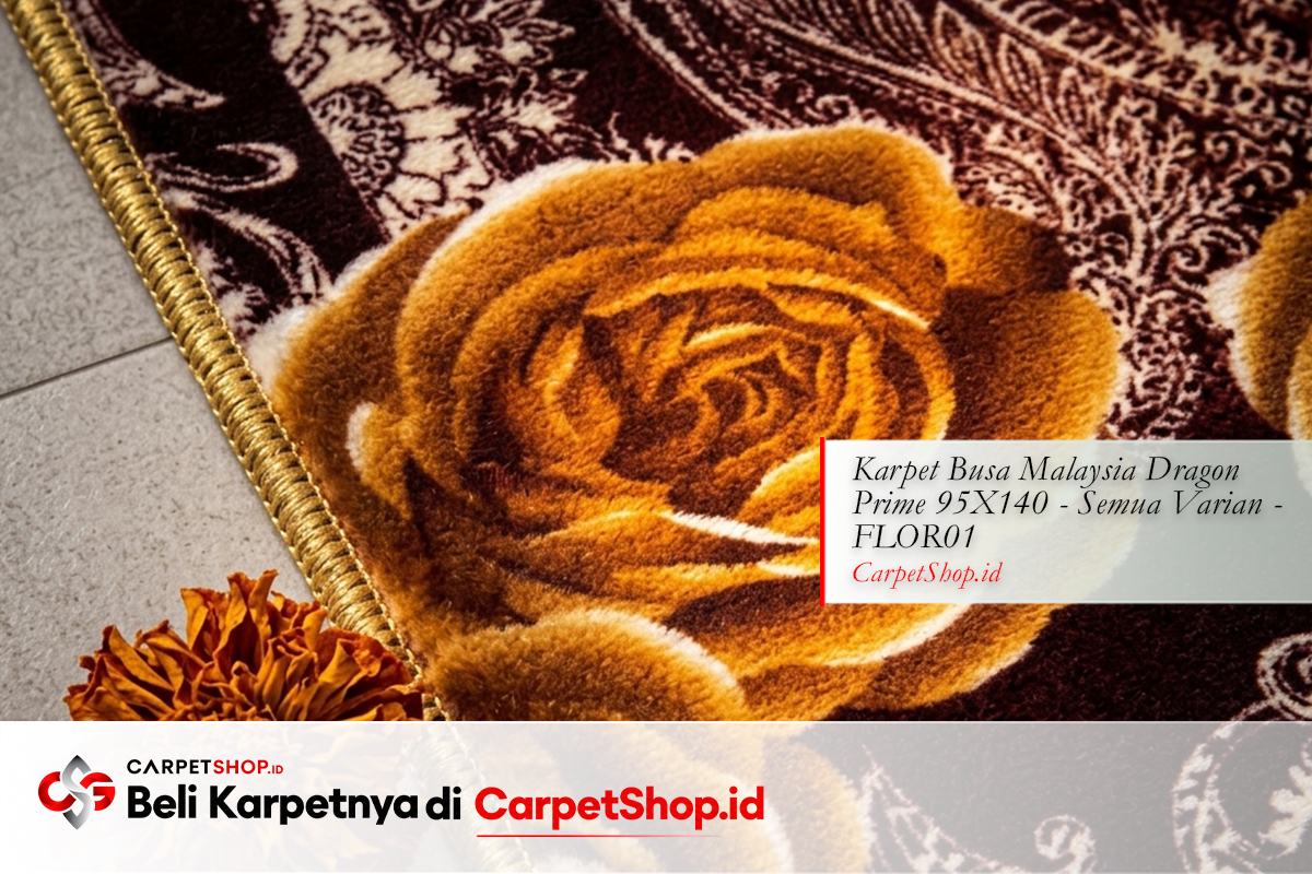 Detail motif bunga oranye emas karpet dengan Karpet Dragon Prime 95X140 FLOR01