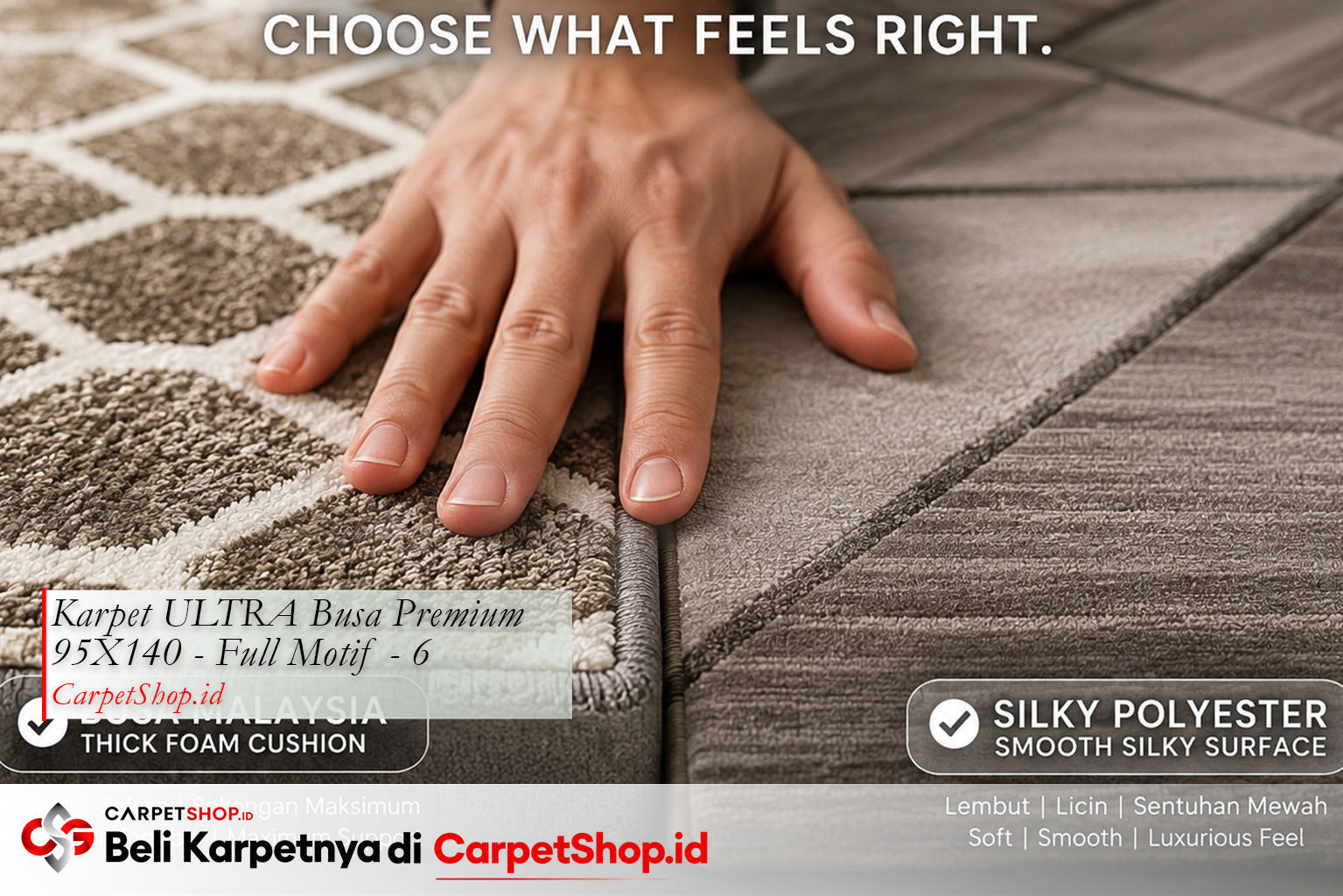 Tips memilih karpet — sentuh dulu karpet ULTRA Busa Premium vs Pavo Silky Polyester