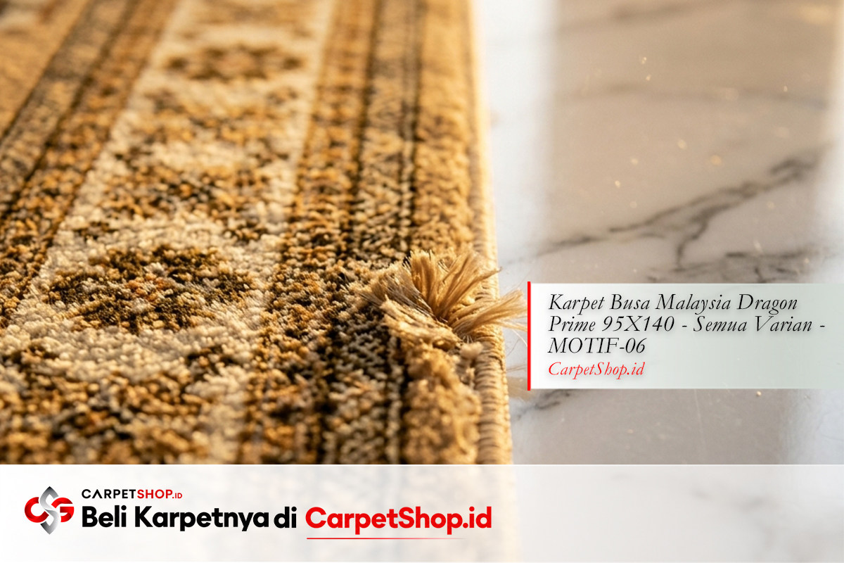 Detail karpet elegan di atas lantai marmer dengan Karpet Pavo PSM 120X160 Silky Polyester PSM101