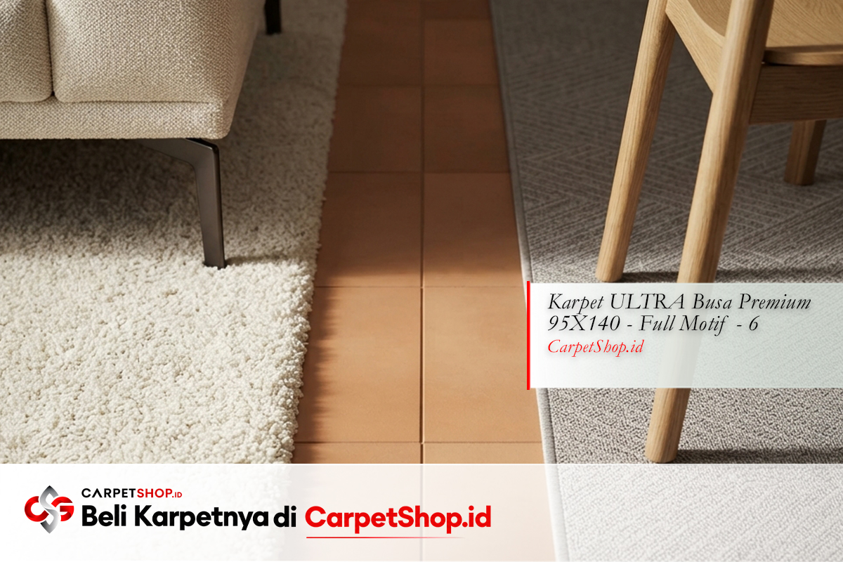 Detail batas zona karpet open plan yang intentional dengan Karpet ULTRA Busa Premium 95X140 Full Motif 6