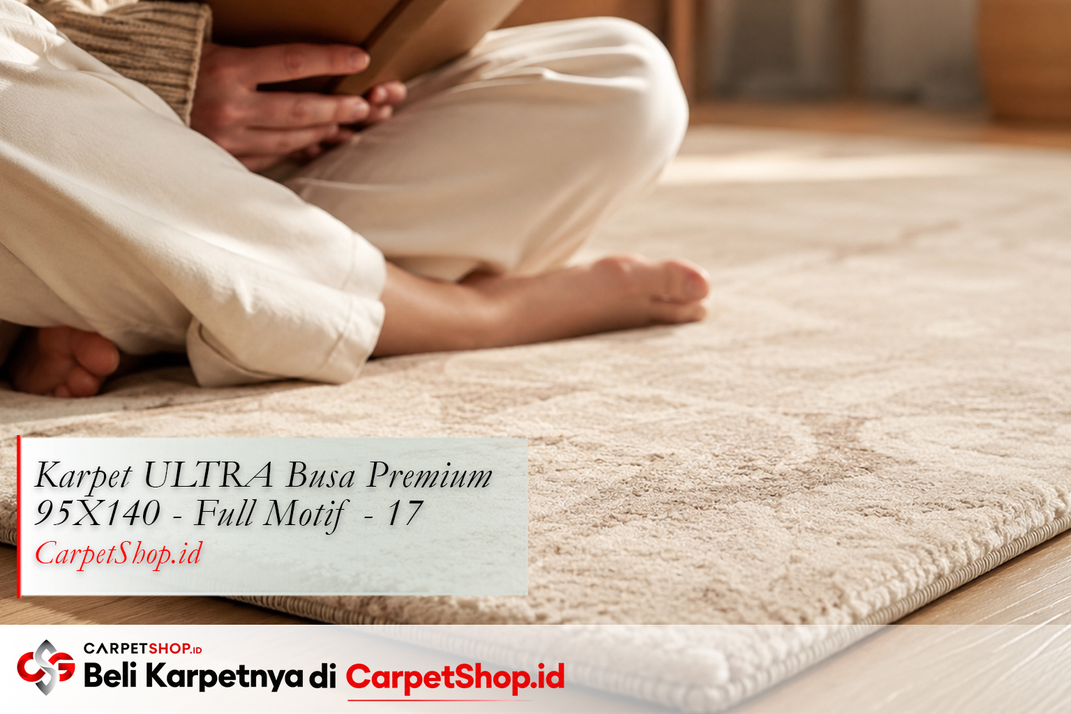 Detail karpet tebal nyaman untuk membaca, Karpet ULTRA Busa Premium 95X140 Full Motif 17