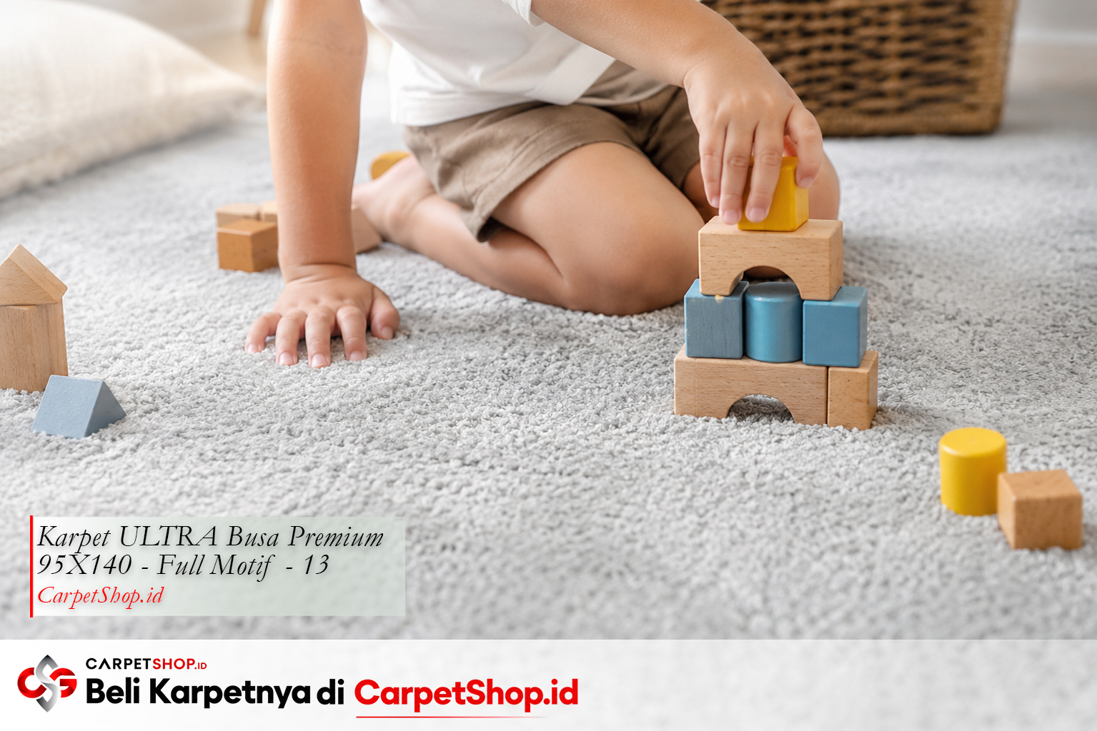Detail karpet tebal aman untuk ruang bermain anak, Karpet ULTRA Busa Premium 95X140 Full Motif 13