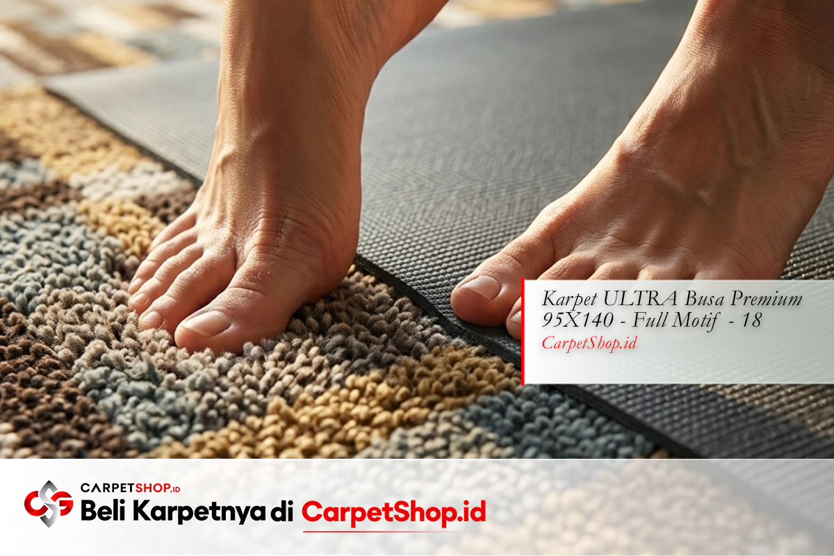 Detail karpet nyaman untuk yoga transisi postur dengan Karpet ULTRA Busa Premium 95X140 Full Motif 18