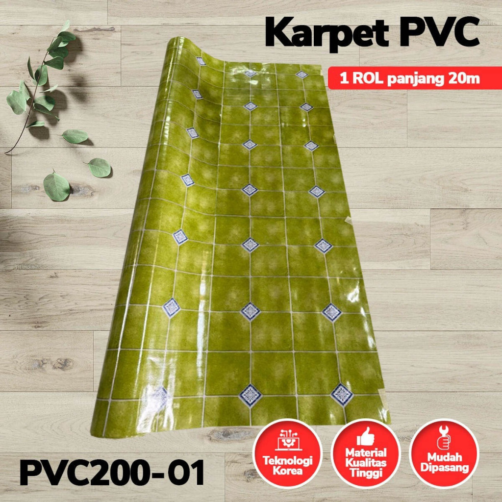 Karpet PVC Vinyl 2x20m (1roll) teknologi korea PVC Lebar 2m, Panjang 20m tebal 1.0mm - Pemasangan Mudah - 01